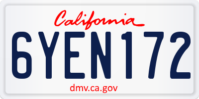 CA license plate 6YEN172