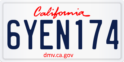 CA license plate 6YEN174