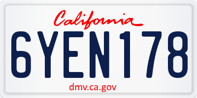 CA license plate 6YEN178