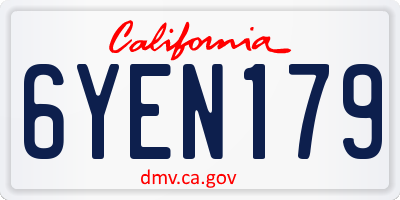 CA license plate 6YEN179