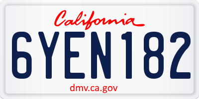 CA license plate 6YEN182