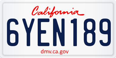CA license plate 6YEN189