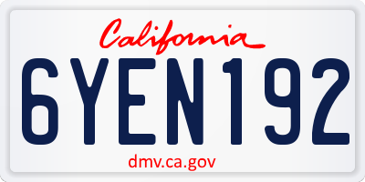 CA license plate 6YEN192