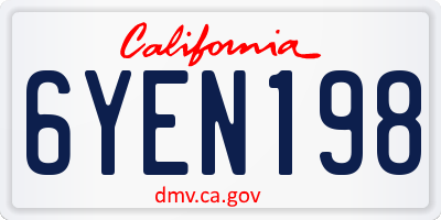 CA license plate 6YEN198