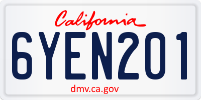 CA license plate 6YEN201