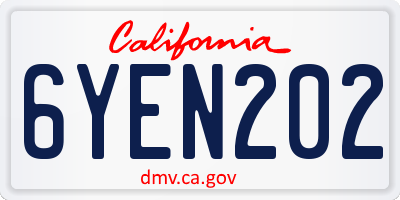 CA license plate 6YEN202