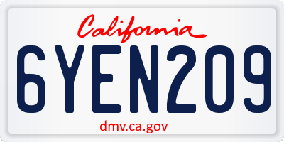 CA license plate 6YEN209