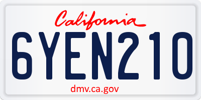 CA license plate 6YEN210