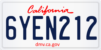 CA license plate 6YEN212