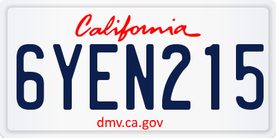 CA license plate 6YEN215