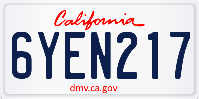 CA license plate 6YEN217