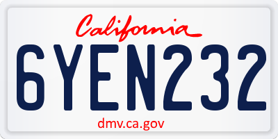 CA license plate 6YEN232