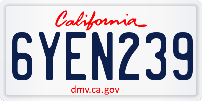CA license plate 6YEN239