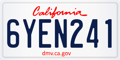 CA license plate 6YEN241