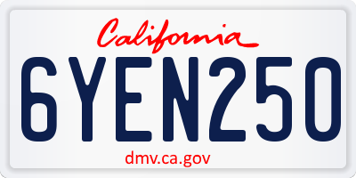 CA license plate 6YEN250