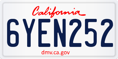 CA license plate 6YEN252