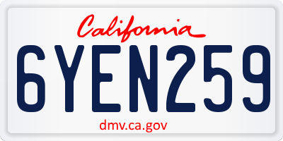 CA license plate 6YEN259