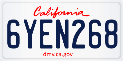 CA license plate 6YEN268