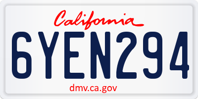 CA license plate 6YEN294