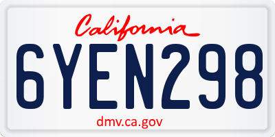 CA license plate 6YEN298