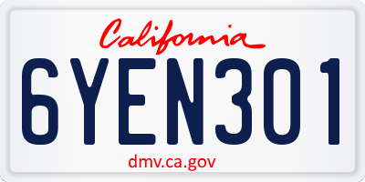 CA license plate 6YEN301