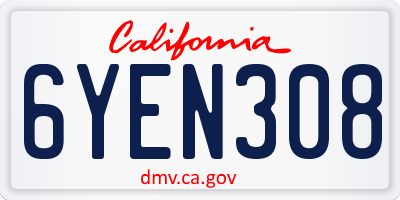 CA license plate 6YEN308