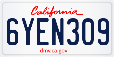 CA license plate 6YEN309