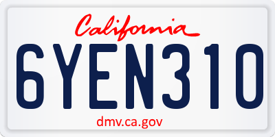 CA license plate 6YEN310