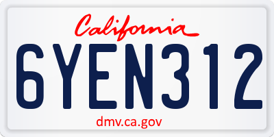 CA license plate 6YEN312