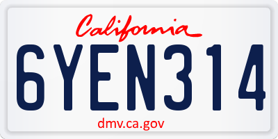 CA license plate 6YEN314