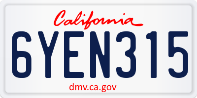 CA license plate 6YEN315