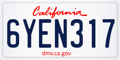 CA license plate 6YEN317