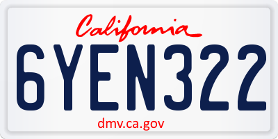 CA license plate 6YEN322