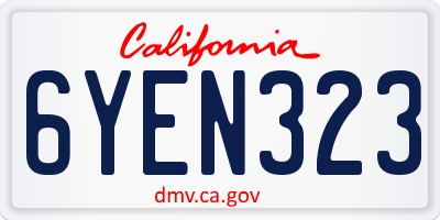 CA license plate 6YEN323