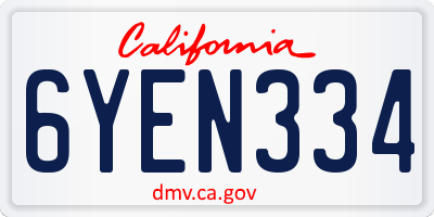CA license plate 6YEN334