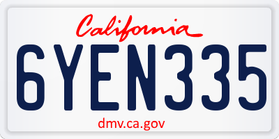 CA license plate 6YEN335