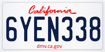 CA license plate 6YEN338