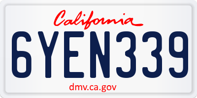 CA license plate 6YEN339