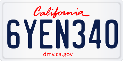 CA license plate 6YEN340