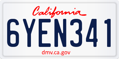 CA license plate 6YEN341