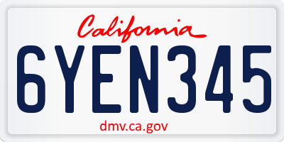 CA license plate 6YEN345