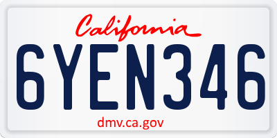 CA license plate 6YEN346