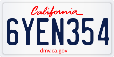 CA license plate 6YEN354