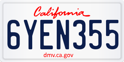 CA license plate 6YEN355