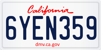 CA license plate 6YEN359