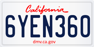CA license plate 6YEN360