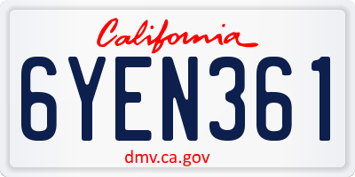 CA license plate 6YEN361