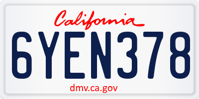 CA license plate 6YEN378