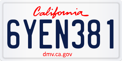CA license plate 6YEN381