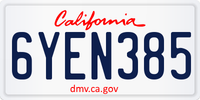 CA license plate 6YEN385